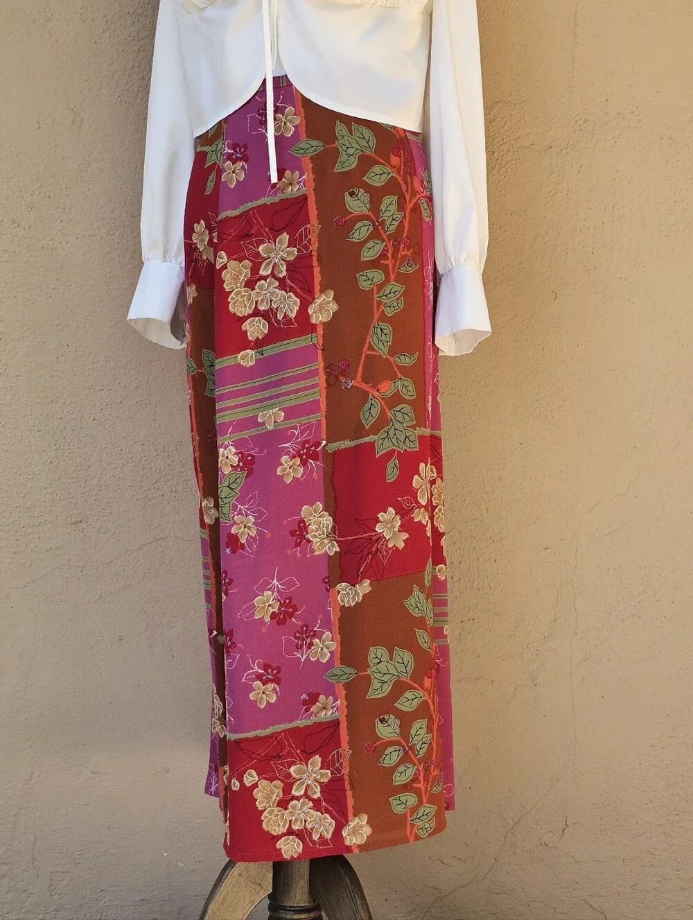 NWT J. H. Collectibles Pink/red & Orange/Brown Floral Floor Lng Maxi Skirt Sz 18
